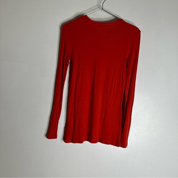 reformation Jeans Medium Red Ribbed Long Sleeve Crew Neck Top CP - Picture 2 of 4